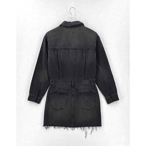 PISTOLA Nina Dress Womens Medium Washed Black Denim Long Sleeve Mini Short NEW - Picture 5 of 16